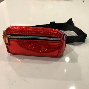 Red Fanny Pack 2 Pockets/Adjustable Strap